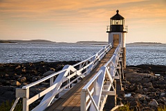 Wooden Walkway to Marshall Point Lighthouse as Sun Sets
